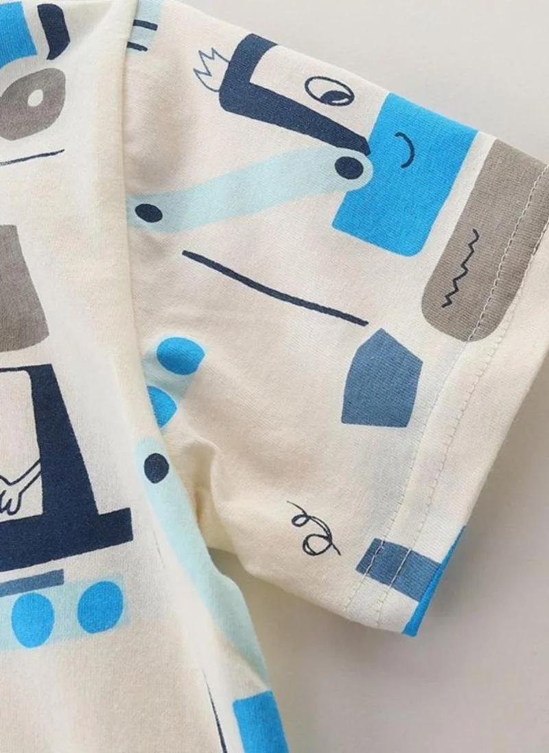 YUNIQEE White Printed Pockets T-shirt