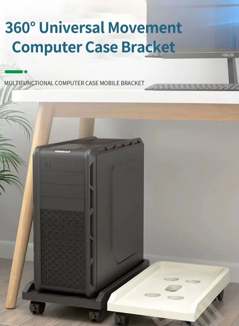 Sharpdo Mobile Computer CPU Tower Stand, Universal 360° Rotating Computer CPU Stand, with Rolling Caster Wheels, Protective Edge, Heat Dissipation Hole, for Home Office, Black - Image 2