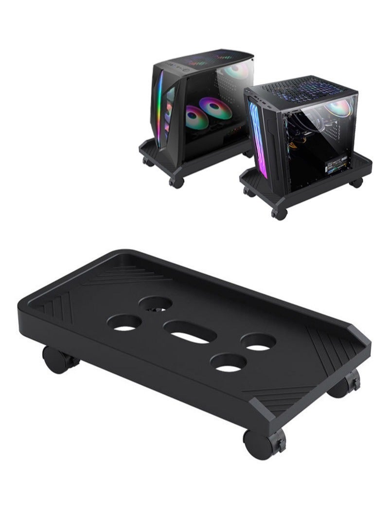 Sharpdo Mobile Computer CPU Tower Stand, Universal 360° Rotating Computer CPU Stand, with Rolling Caster Wheels, Protective Edge, Heat Dissipation Hole, for Home Office, Black - Image 1