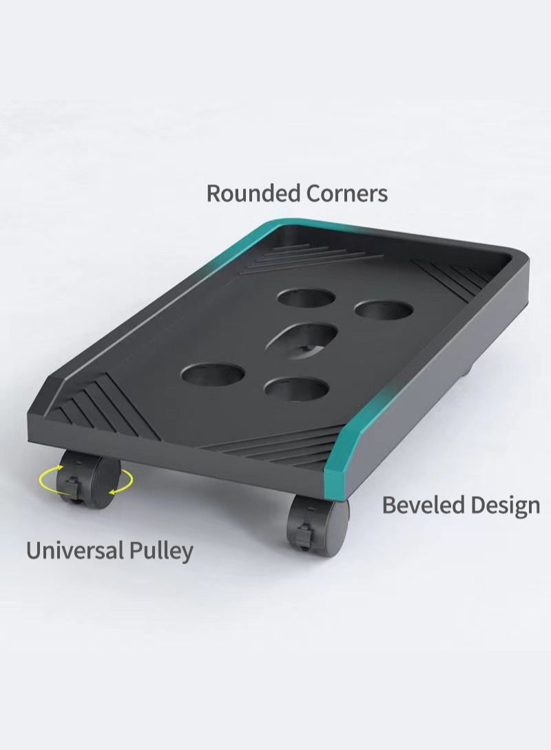 Sharpdo Mobile Computer CPU Tower Stand, Universal 360° Rotating Computer CPU Stand, with Rolling Caster Wheels, Protective Edge, Heat Dissipation Hole, for Home Office, Black - Image 4