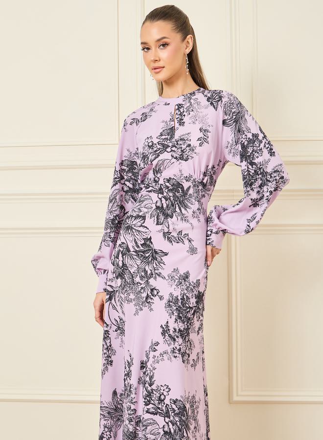 Styli Floral Lavender Maxi Dress  - Image 2