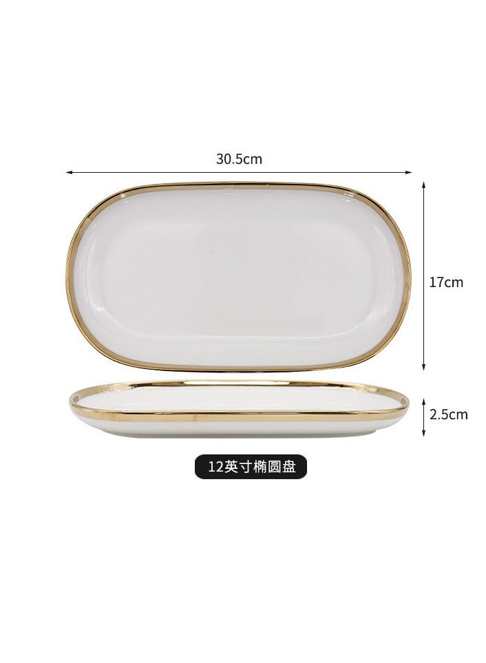 أولودينيز  طقم أدوات طعام فاخر من البورسلين مكون من 18 قطعة لـ 3-4 أشخاص - بتصميم رخامي وحافة ذهبية - Image 4