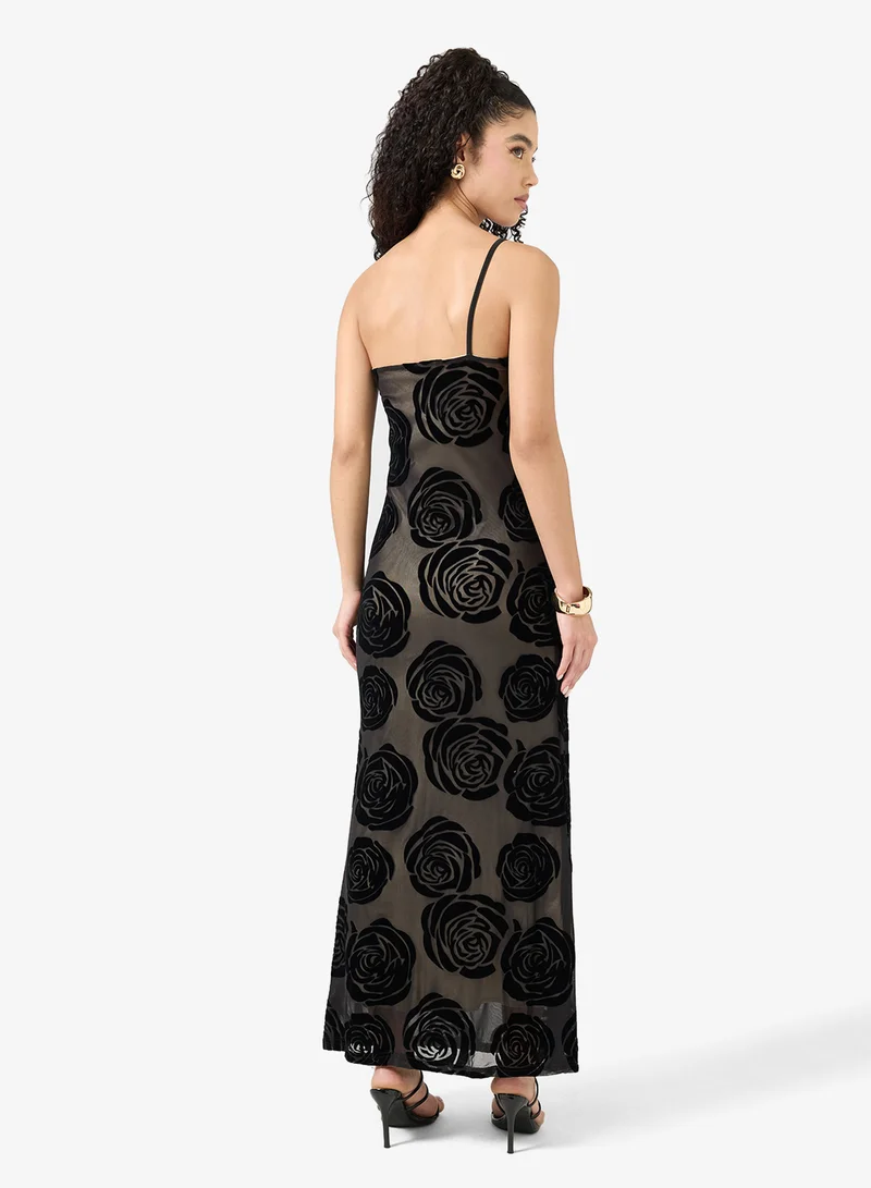 Ginger One Shoulder Floral Buronout Dress