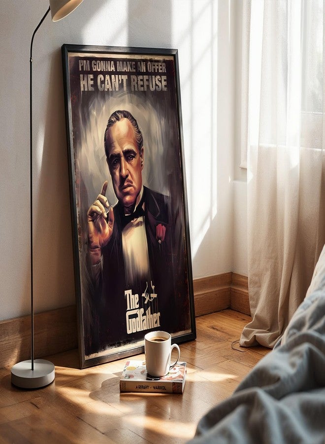 Waltractive ملصق مؤطر من فيلم "العراب" يحمل اقتباسًا لا يمكنه رفضه - لوحة جدارية أيقونية من أفلام المافيا - عمل فني كلاسيكي لعشاق العصابات لتزيين غرفة السينما - متوفر بمقاسين: 33×22 و 48×33 سم - Image 4