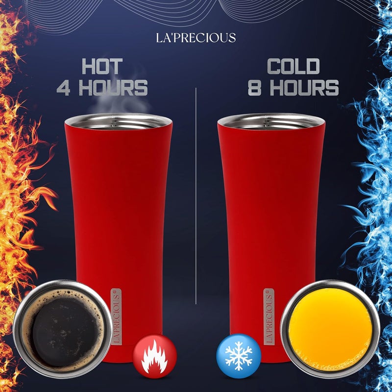 LA' PRECIOUS LA’ PRECIOUS Travel Coffee Mug 500 ml, Vacuum Insulated Stainless Steel Tumbler, Double Walled, Thermo Coffee Cup (FIRE RED) - Image 3