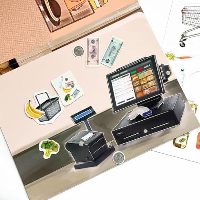 MAGBOOK  SHOPPING | MAGNETIC ACTIVITY BOOK FOR KIDS 3+ | STEM EDUCATIONAL TOY WITH 40 REUSABLE MAGNETS, 4 SCENE BOARDS & ACTIVITY SHEET | TRAVEL-FRIENDLY PRETEND PLAY - Image 5