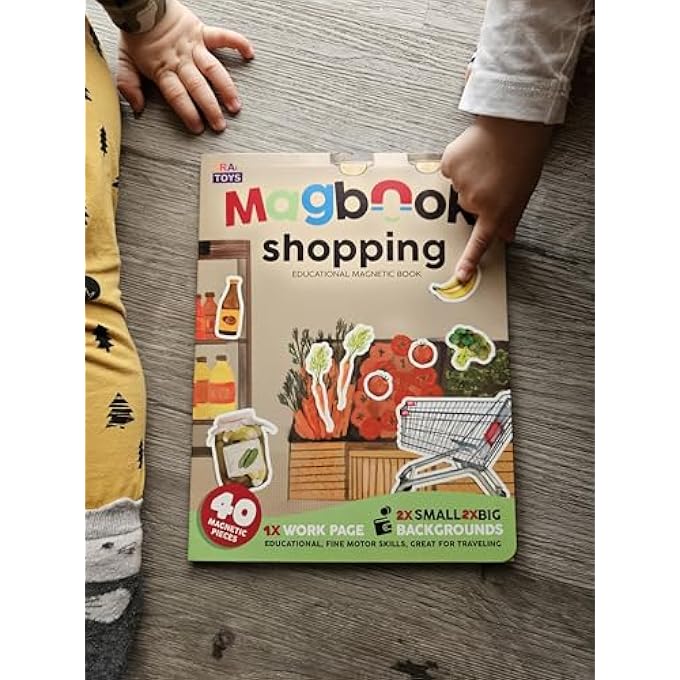 MAGBOOK  SHOPPING | MAGNETIC ACTIVITY BOOK FOR KIDS 3+ | STEM EDUCATIONAL TOY WITH 40 REUSABLE MAGNETS, 4 SCENE BOARDS & ACTIVITY SHEET | TRAVEL-FRIENDLY PRETEND PLAY - Image 2