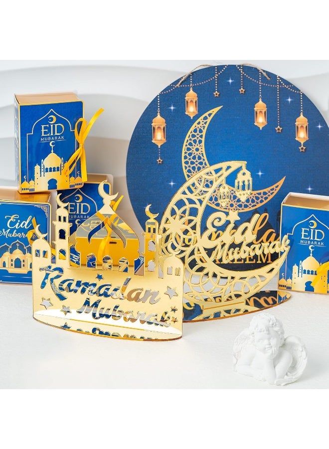 TPGP 2Pcs Ramadan Table Decoration Eid Mubarak Acrylic Ornaments Ramadan Moon Star Castle Tabletop Decor for Eid Mubarak Ramadan Islamic Festival Party Home Room Table Art Craft Decor Supplies  - Image 4