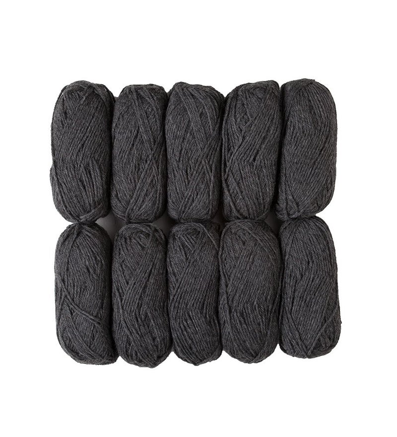 KnitPicks Knit Picks Wool of The Andes Yarn Pack - 10 Skeins of Gray 100% Wool Worsted Weight Yarn (Cobblestone Heather) - Image 1