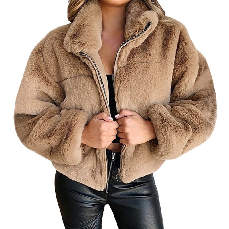 Coat Faux Fur Zipper Plush Ladies Jacket Nordic Warm Top - Image 2