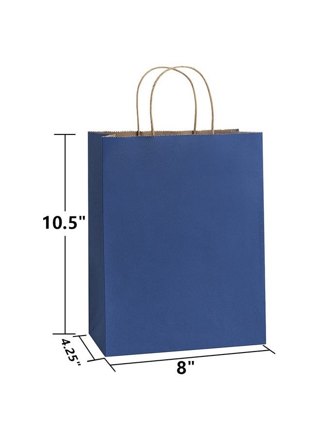 BagDream Navy Blue Gift Bags 8x4.25x10.5 100Pcs Paper Bags, Paper Gift Bags with Handles Bulk Paper Shopping Bags Kraft Bags Party Favor Bags Retail Merchandise Bags Sacks - Image 1
