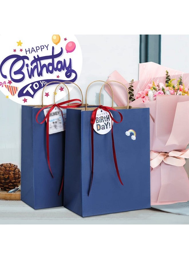 BagDream Navy Blue Gift Bags 8x4.25x10.5 100Pcs Paper Bags, Paper Gift Bags with Handles Bulk Paper Shopping Bags Kraft Bags Party Favor Bags Retail Merchandise Bags Sacks - Image 4