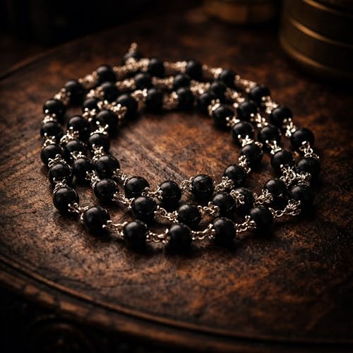 Dharmsaar Original Shaligram Mala with Silver Cap – Shaligram Shila Gandaki River Stone Japa Mala for Puja, Meditation & Astrology | Spiritual Mala for Men & Women - Image 2