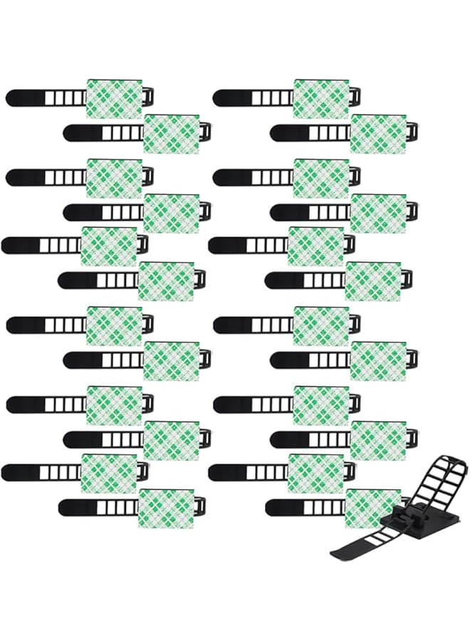 S-TOP 30PCS Adhesive Cable Ties Cable Clips, Self-adhesive Nylon Cable Straps, Desk Wire Organizer Cable Ties,Cord Keeper, Adhesive Cable Management Clips for Wire Management - Image 1