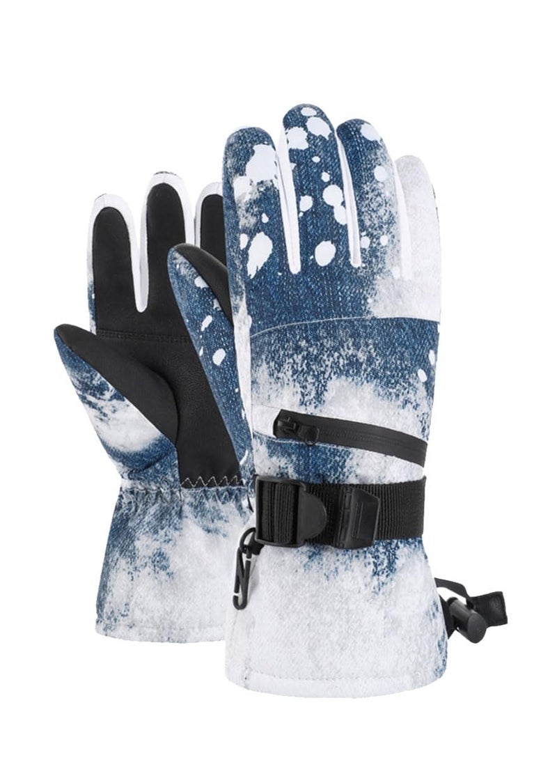 Excefore Ski Gloves, Cycling Gloves, Winter Warmest Waterproof and Breathable Snow Gloves for Mens, Snowboard Gloves for Cold Weather (Jean Blue) - Image 1