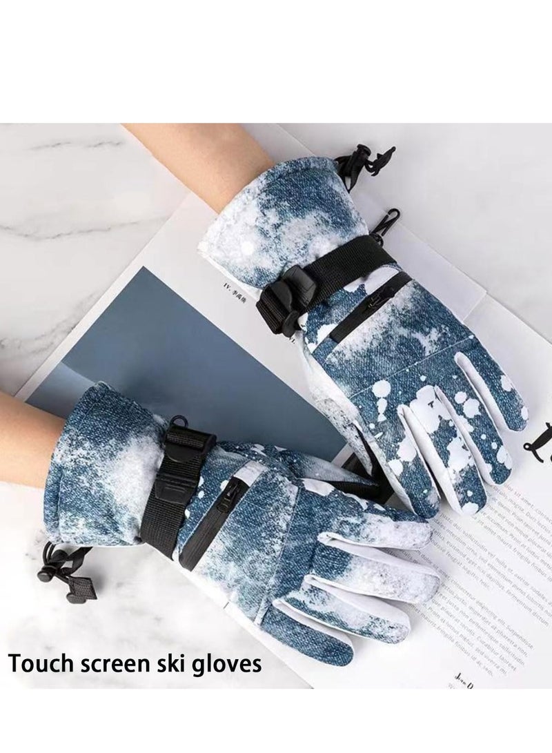 Excefore Ski Gloves, Cycling Gloves, Winter Warmest Waterproof and Breathable Snow Gloves for Mens, Snowboard Gloves for Cold Weather (Jean Blue) - Image 4