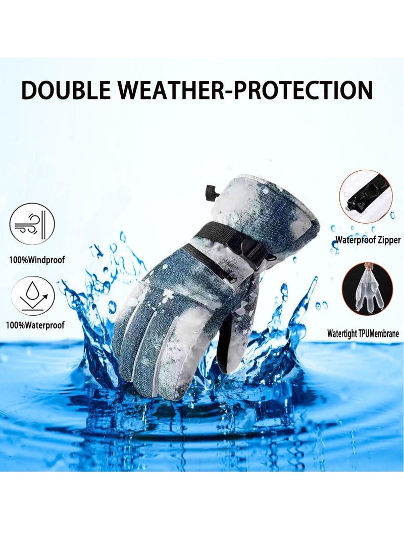 Excefore Ski Gloves, Cycling Gloves, Winter Warmest Waterproof and Breathable Snow Gloves for Mens, Snowboard Gloves for Cold Weather (Jean Blue) - Image 2