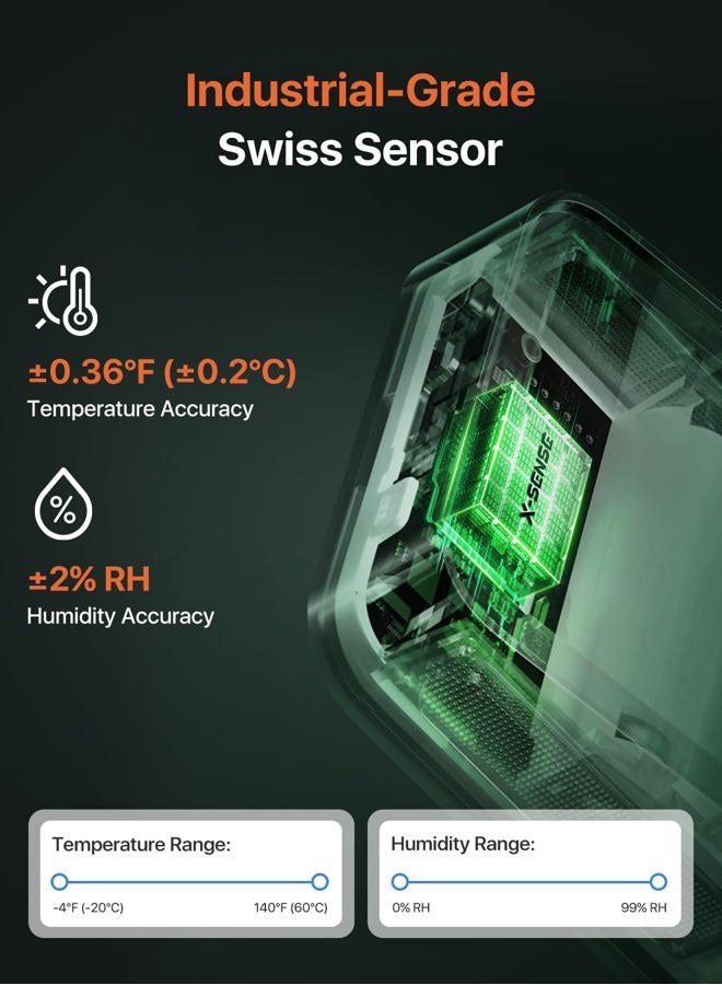 X-Sense WiFi Thermometer Indoor Hygrometer, Digital Temperature Sensor with App Control, Notification Alerts, Temperature Humidity for Bedroom, SBS50 Base Station Required (Not Included) - Image 4