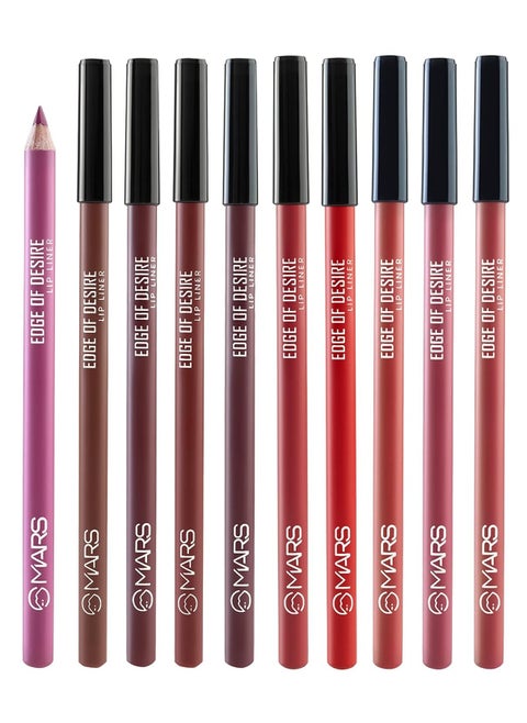 Matte Lip Liner Set of 10 | One Swipe Smooth Application | Long Lasting Lip Pencil | Multicolor (1.6g x 10)