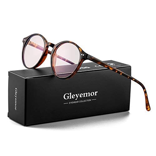 Gleyemor Blue Light Glasses for Men Women, Vintage Round Bluelight Blocking Computer Screen Protection Glasses (Tortoise+Matte Black) - Image 2