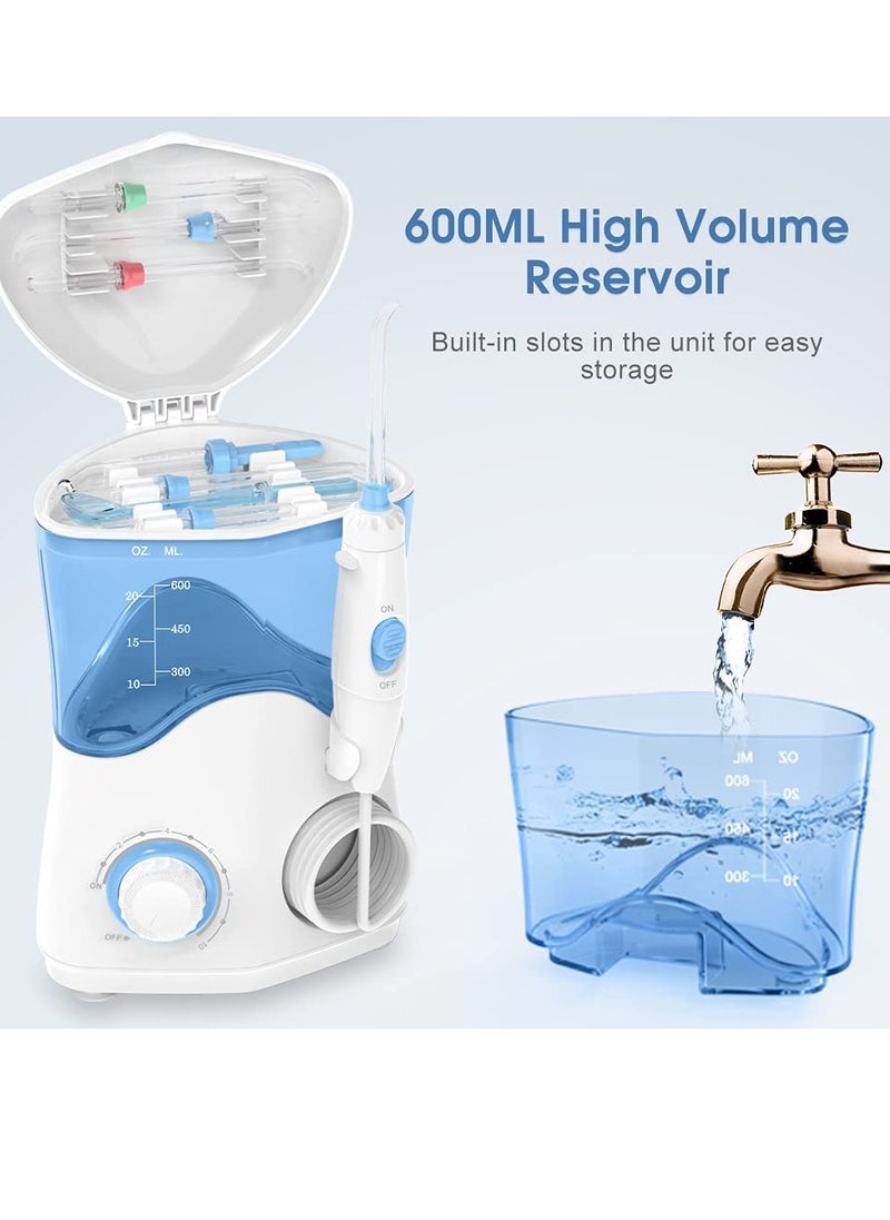 TUREWELL - TUREWELL FC162 Water Dental Flosser for Teeth/Braces,10 Pressure Levels, 8 Water Jet Tips for Family, 600ML Electric Water Dental Oral Irrigator for Teeth Clean (White) - Image 1