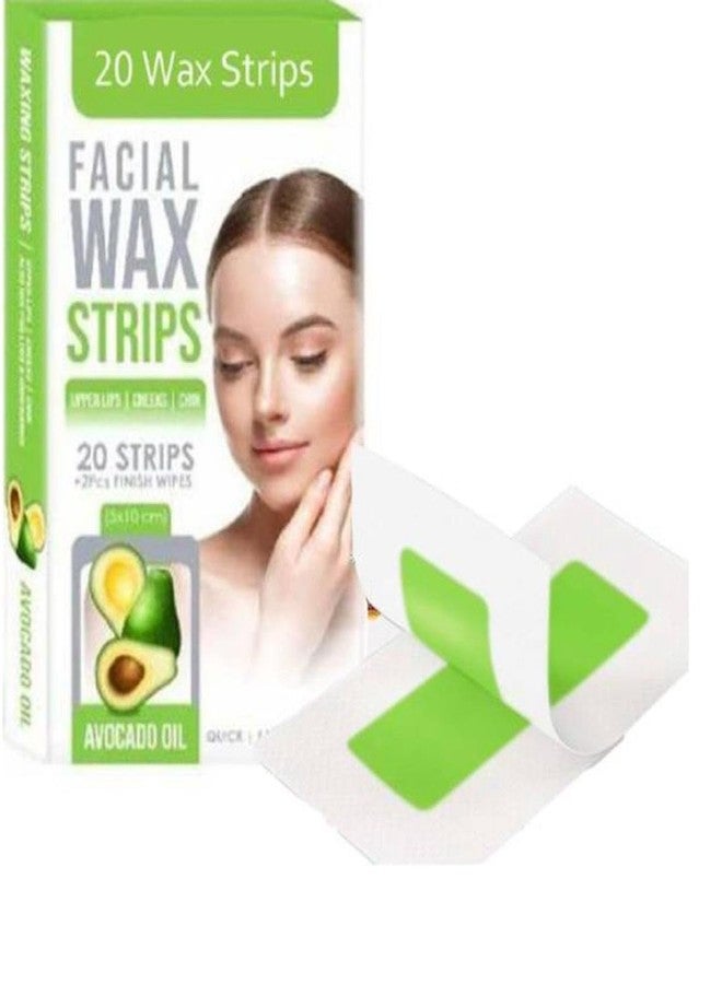 ROODILES Facial Wax Strips for Face, Upper Lip & Chin - Avocado Oil | 20 Ready-to-Use Strips + 2 Soothing Wipes | Deeply Nourishing & Gentle Hair Removal for Smooth, Glowing Skin - Image 1