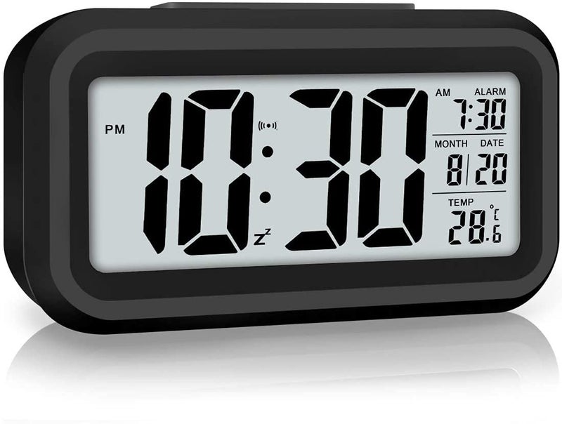 Lesipee Digital Alarm Clock Clock for Bedroom Desk Clock Battery Operated Digital Clock with Smart Night Light 1224H Display Snooze Function for Heavy Sleepers for Kids