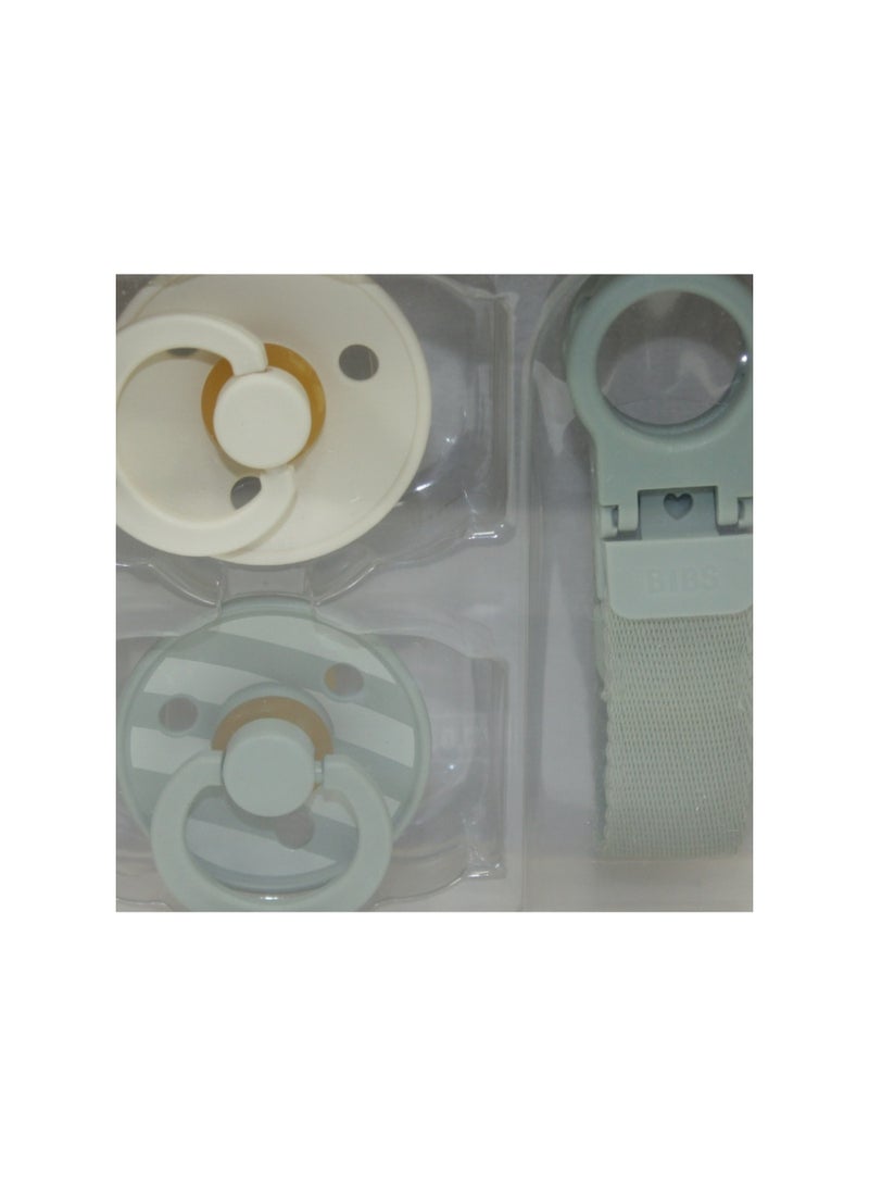 BIBS Colour Pacifier & Loop Clip Gift Set Latex Size 1 – Sage - Image 3