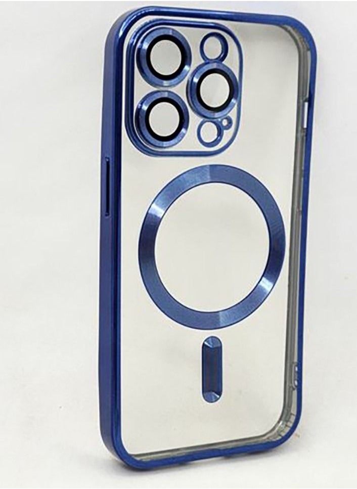 Generic - IPhone 14 Pro Max (6.7 Inch) MagSafe Case With Colored Sides & Camera Protection - Clear / Blue - Image 1