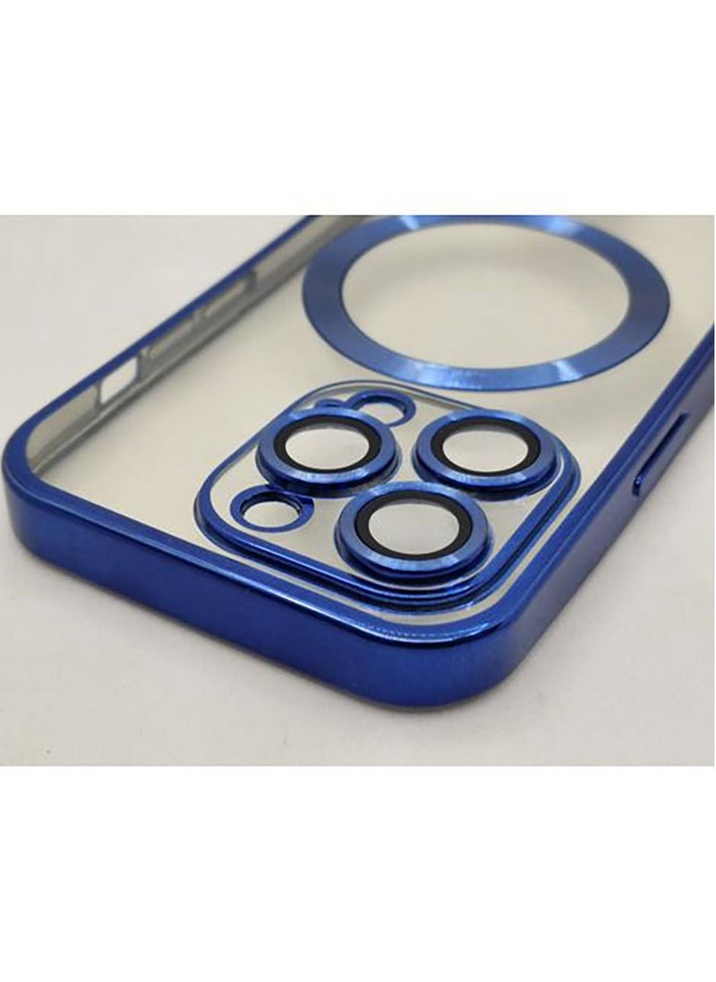 Generic - IPhone 14 Pro Max (6.7 Inch) MagSafe Case With Colored Sides & Camera Protection - Clear / Blue - Image 1