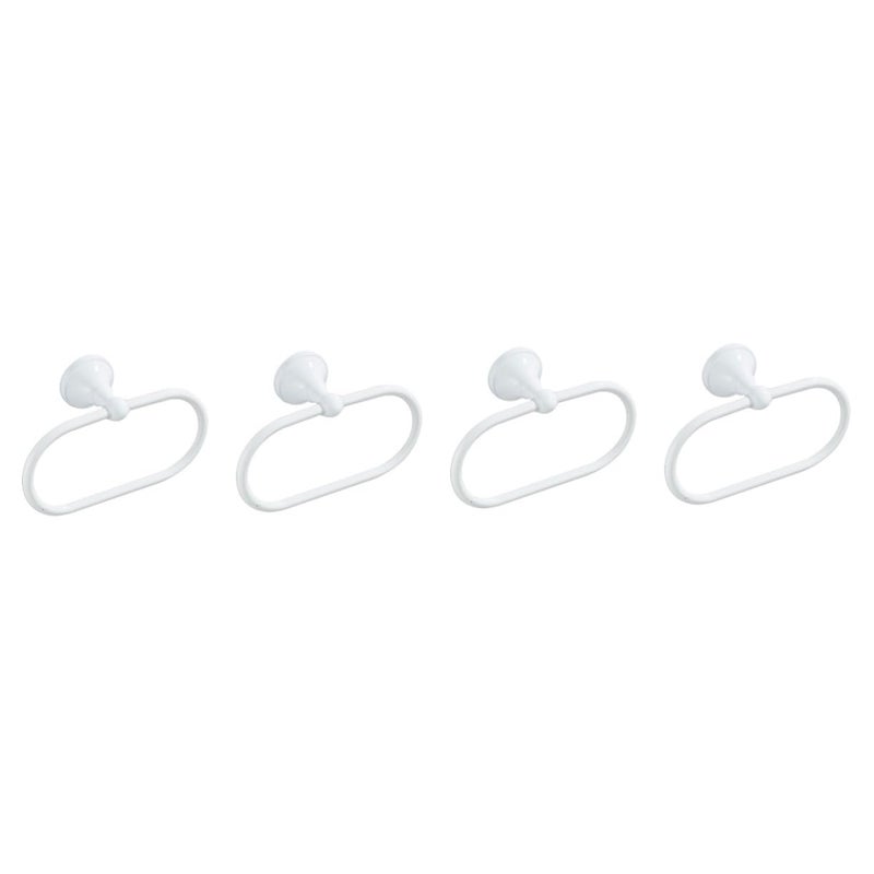 White 4 Pcs Towel Holder Set Modern Design Easy Install For Bathroom 21X13 Cm - Image 2