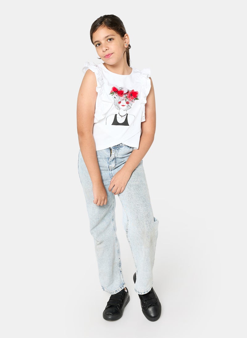 Panco Girls VACATION T-Shirt with Print Detail - Image 4