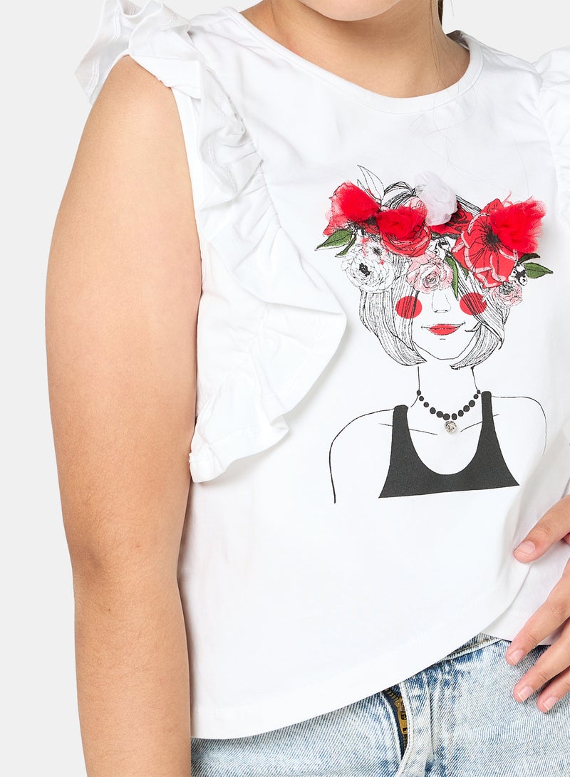 Panco Girls VACATION T-Shirt with Print Detail - Image 3