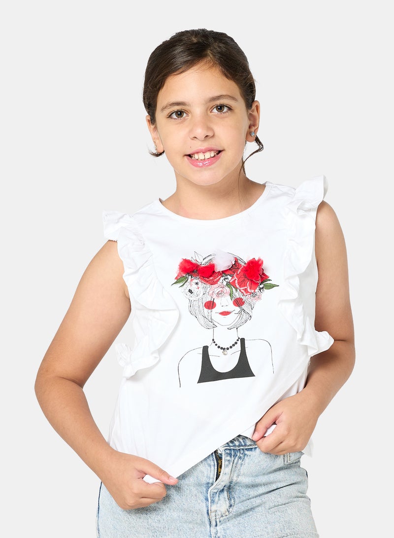 Panco Girls VACATION T-Shirt with Print Detail - Image 1