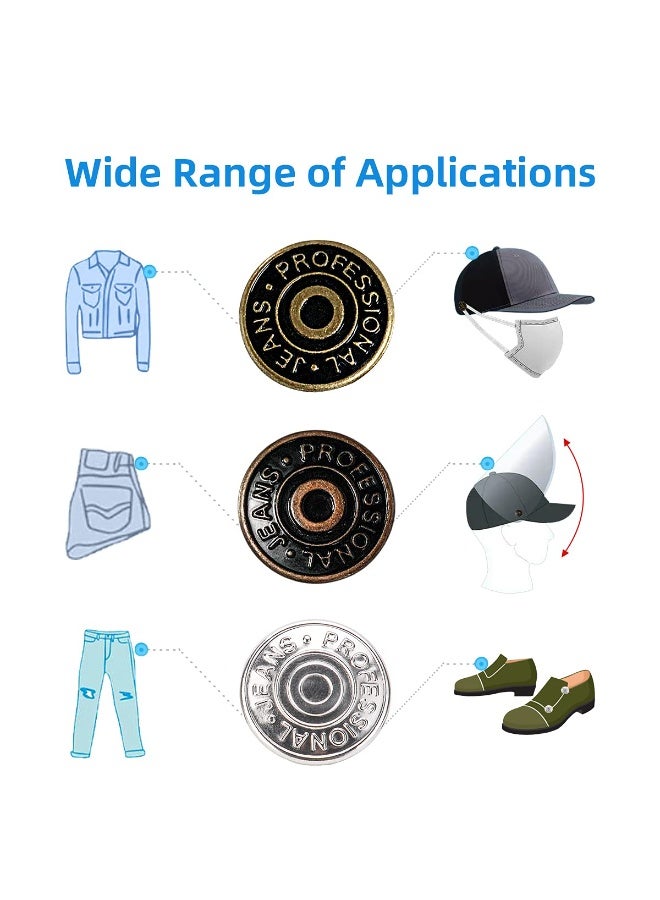 30 Sets 17mm Jeans Replacement Buttons Kit Metal Buttons With Rivets Storage Box Bronze Silver Copper - Image 2