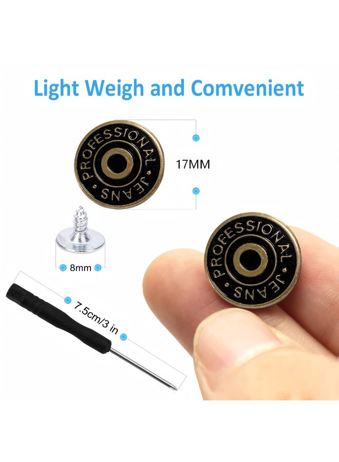 30 Sets 17mm Jeans Replacement Buttons Kit Metal Buttons With Rivets Storage Box Bronze Silver Copper - Image 5
