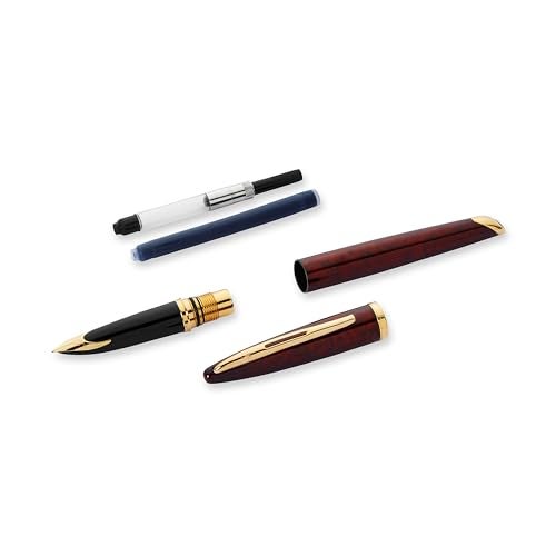 Waterman Carène Marine Amber Fountain Pen, Gloss Brown & Black with 23k Gold Clip, Fine Nib with Blue Ink Cartridge, Gift Box - Image 4