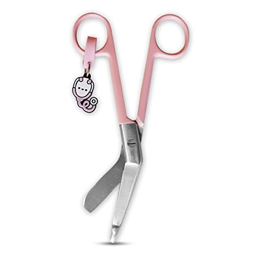 JJ LMS Nursing Scissors - Medical scissors- Blunt Tip Scissors - Stainless Steel - Design - Distinctive Keyring (Pink) - Image 1