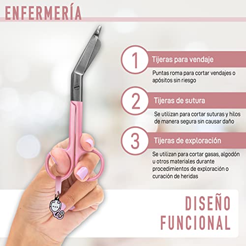 JJ LMS Nursing Scissors - Medical scissors- Blunt Tip Scissors - Stainless Steel - Design - Distinctive Keyring (Pink) - Image 4