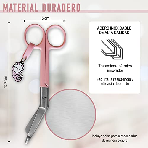 JJ LMS Nursing Scissors - Medical scissors- Blunt Tip Scissors - Stainless Steel - Design - Distinctive Keyring (Pink) - Image 2