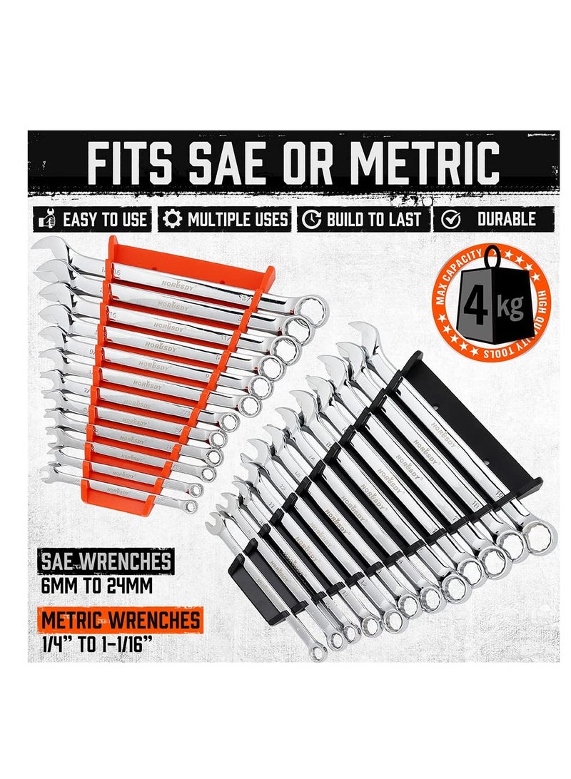 SYOSI, Magnetic Wrench Organizer, 2-Pack 12 Grid Wrench Holder, Wall Mounted Wrench Storage Trays - Image 3