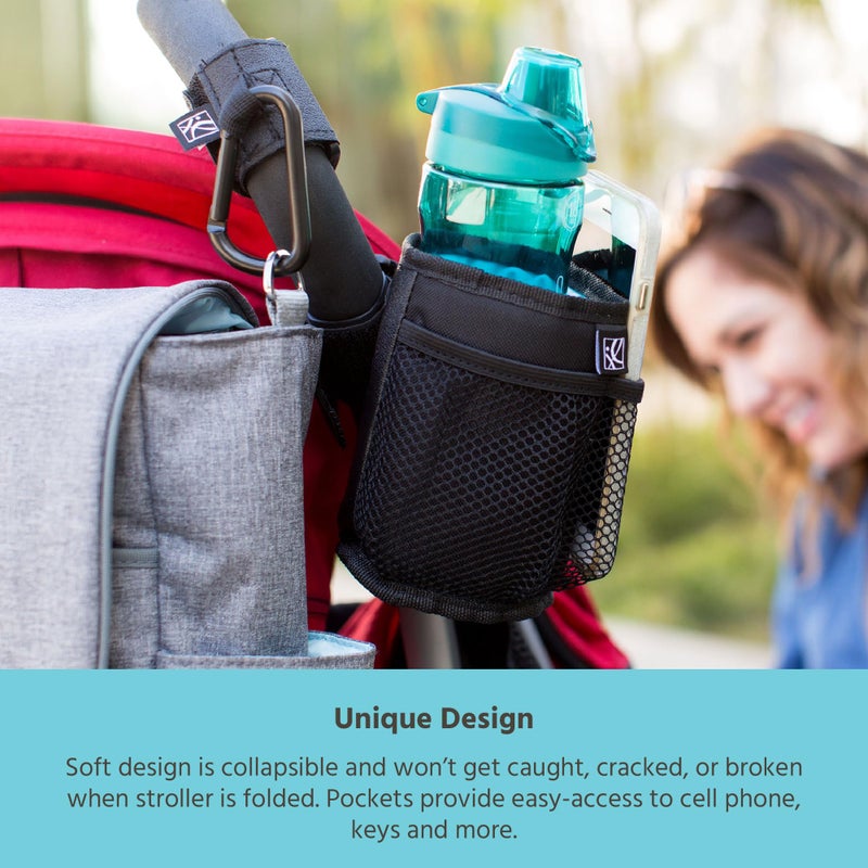 J.L. Childress Cup 'N Stuff Stroller Cup & Phone Holder - Accessories for Baby Strollers, Wheelchairs, Scooters, Walkers, Universal Fit for UPPAbaby, Doona, & More, Drink & Bottle Holder - Black - Image 3