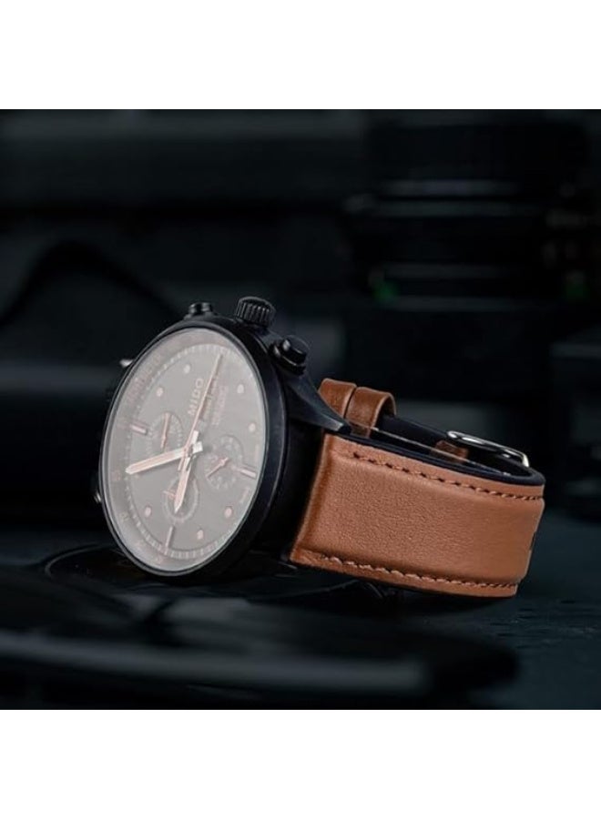 22mm Genuine Leather Watch Band – Replacement Strap with Stainless Steel Buckle – Compatible with Samsung Watch, Huawei Watch, Amazfit & Other Smartwatches Using 22mm Strap (Brown, Black Buckle) - Image 2