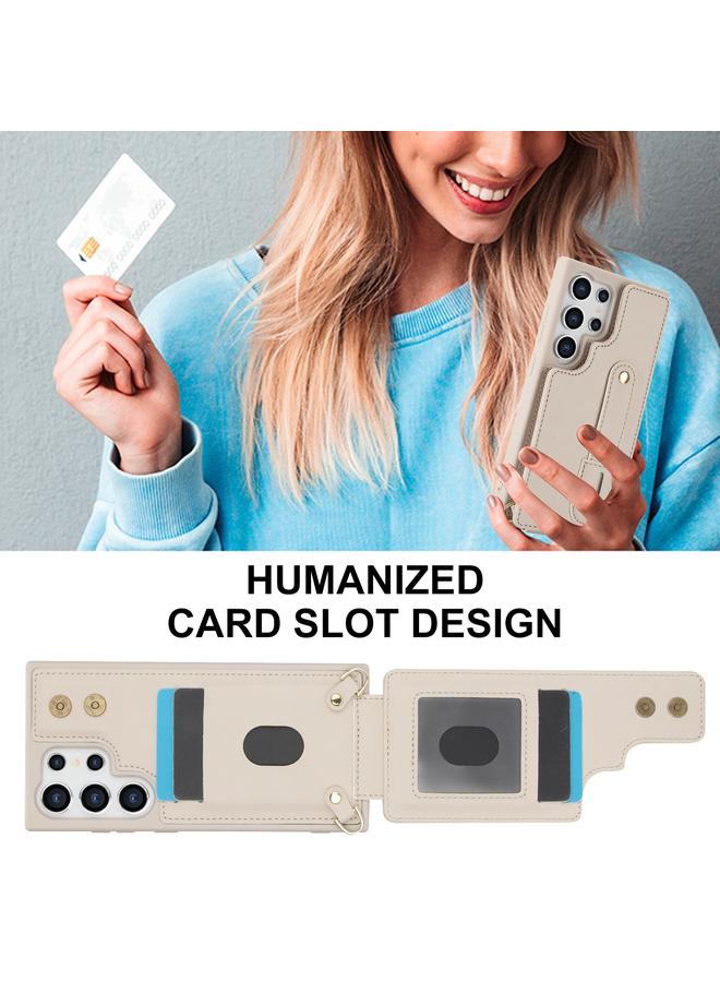 اس-توب جراب لهاتف Samsung Galaxy S24 Ultra 5G مع سوار معصم عمودي قابل للطي وغطاء خلفي للهاتف مع حبل طويل - Image 3