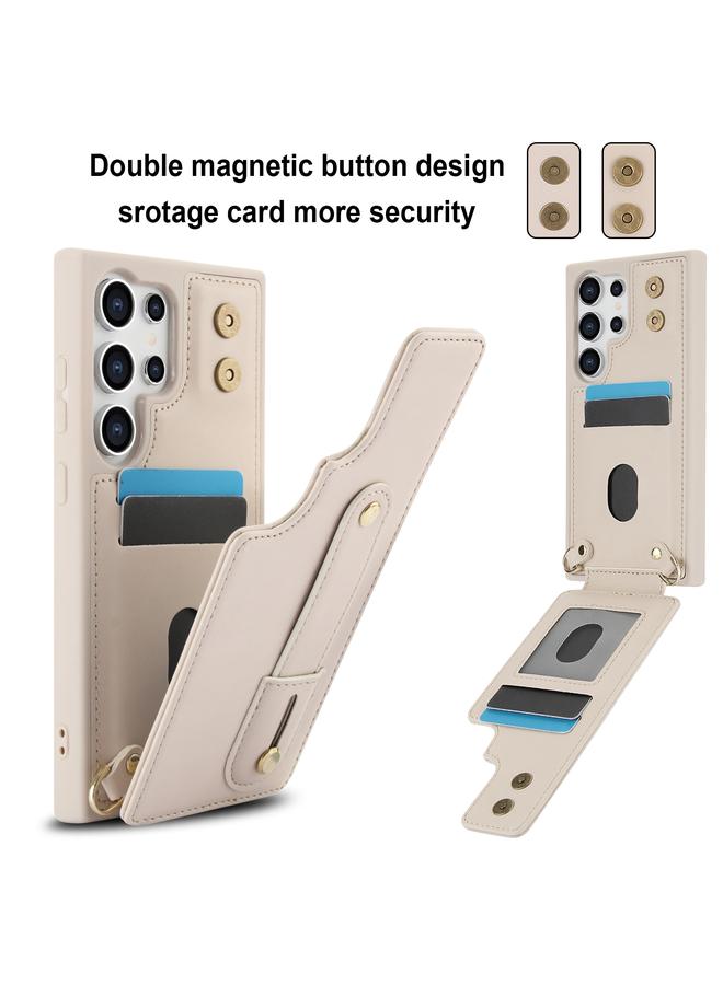 اس-توب جراب لهاتف Samsung Galaxy S24 Ultra 5G مع سوار معصم عمودي قابل للطي وغطاء خلفي للهاتف مع حبل طويل - Image 2