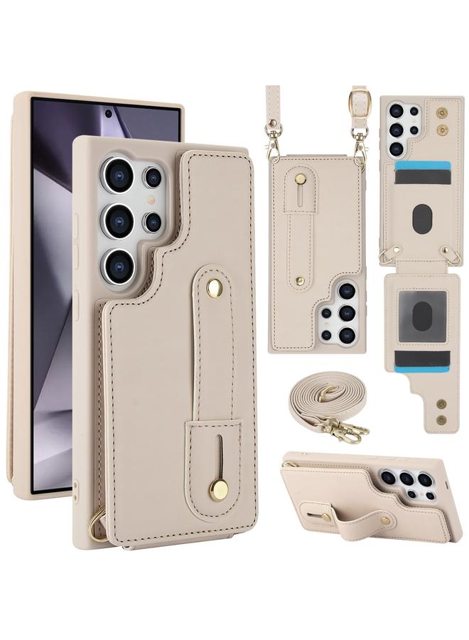 اس-توب جراب لهاتف Samsung Galaxy S24 Ultra 5G مع سوار معصم عمودي قابل للطي وغطاء خلفي للهاتف مع حبل طويل - Image 1