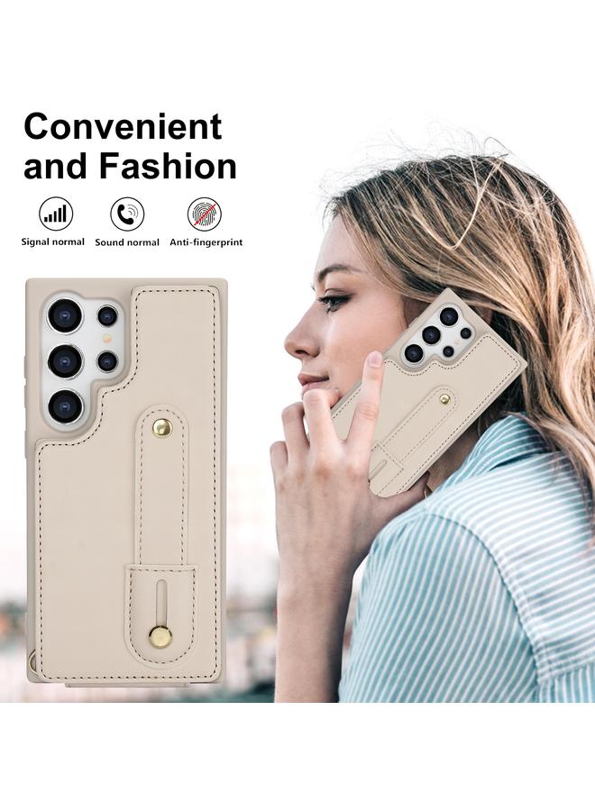 اس-توب جراب لهاتف Samsung Galaxy S24 Ultra 5G مع سوار معصم عمودي قابل للطي وغطاء خلفي للهاتف مع حبل طويل - Image 4