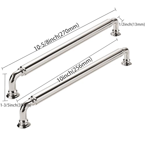 CABDM 5 Pack 10 Inch Hole Center Vibrant Polished Nickel Cabinet pulls HeavyDuty Solid Cabinet Handle Hardware Suitable for cabinets Dressers Kitchens and Bathroom cabinets - Image 3