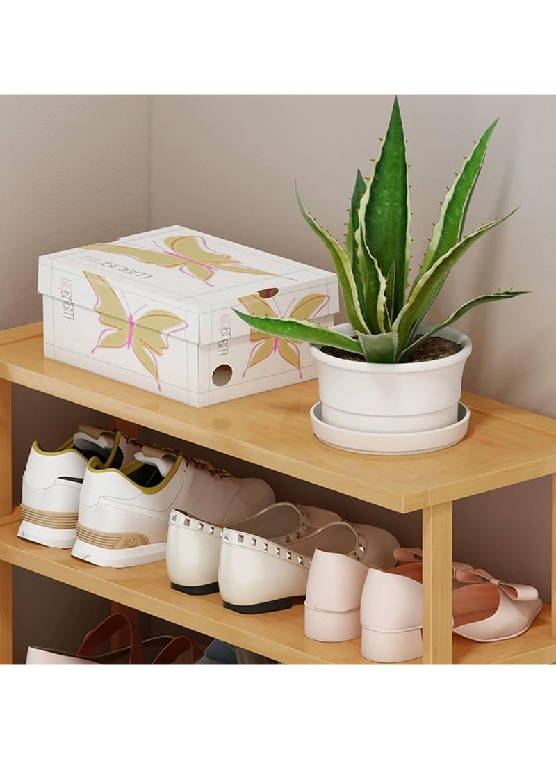 LINGWEI Shoe Rack Bamboo Shoe Organizer For Entryway 4-Floor Bamboo Shoes Cabinet Beige 47x58x23cm - Image 5