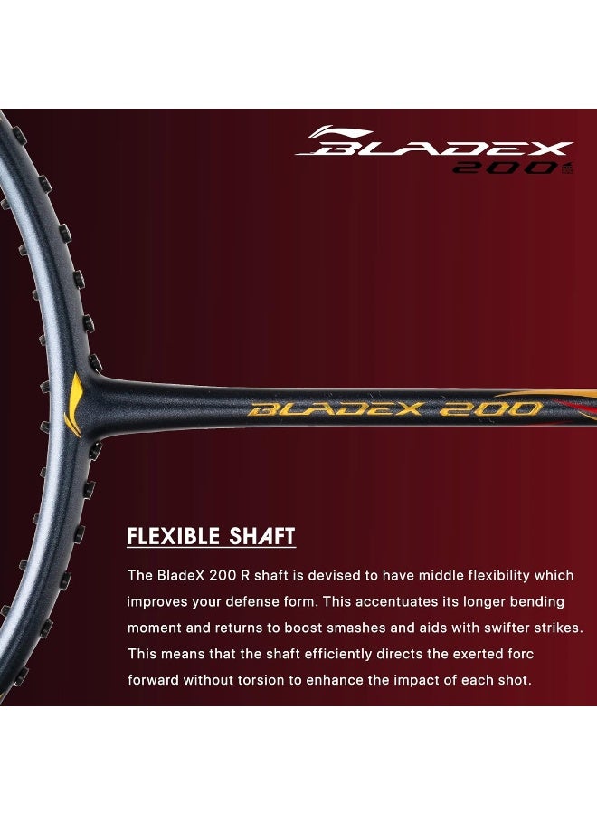 Li-Ning راكت بادل لي-نينغ بليد إكس 200R من ألياف الكربون (فحم/أحمر) مع غطاء كامل مجاني - Image 1